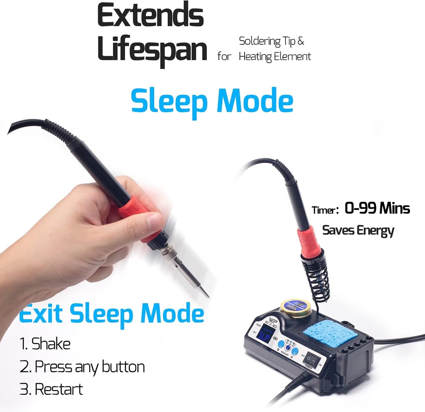 927-IV Soldering Station Kit High-Power 110W with 3 Preset Channels, Sleep Mode, LED Magnifier, 5 Extra Iron Tips, Tip Cleaner, 2 Helping Hands, Tip Storage Slots, Lead-Free Solder Wire, Tweezers