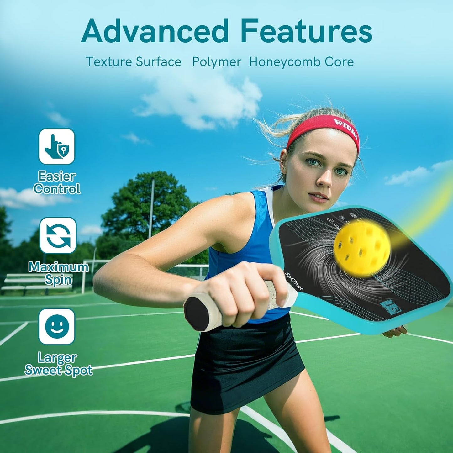 T700 Carbon Fiber Pickleball Paddles, Premium Feather Weight Paddle for Beginner and Intermediate, 16Mm Honeycomb Core, Enhanced Grit, Control and Spin, Indoor Outdoor Pickleball Racket