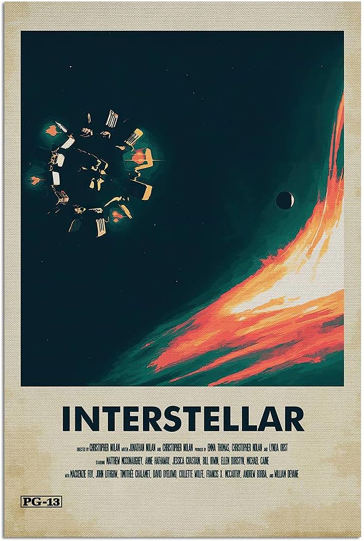 Interstellar Poster,Classic Movie Posters,Canvas Wall Art for Living Room Decor