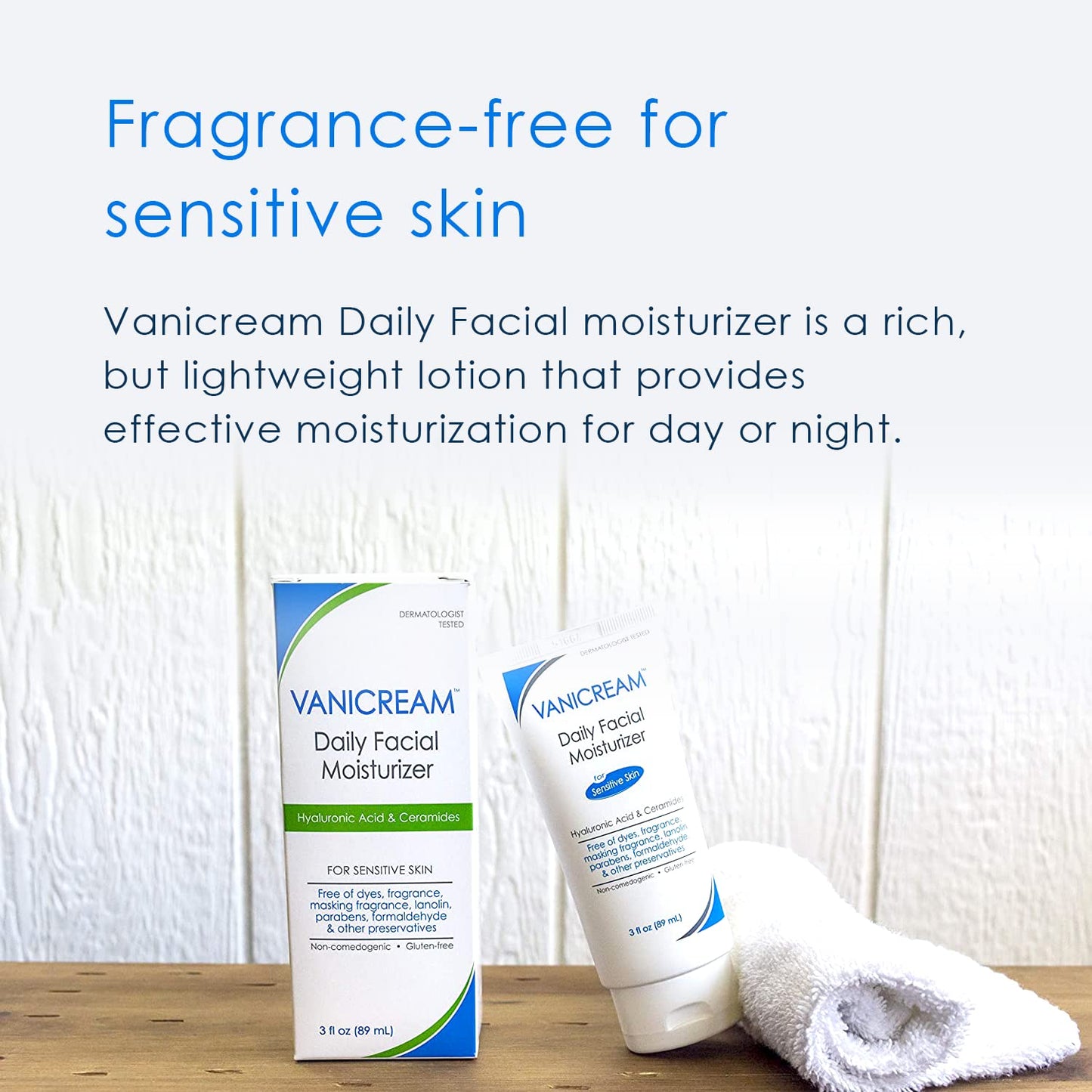 Daily Facial Moisturizer with Ceramides and Hyaluronic Acid - Formulated without Common Irritants for Those with Sensitive Skin, 3 Fl Oz (Pack of 1)