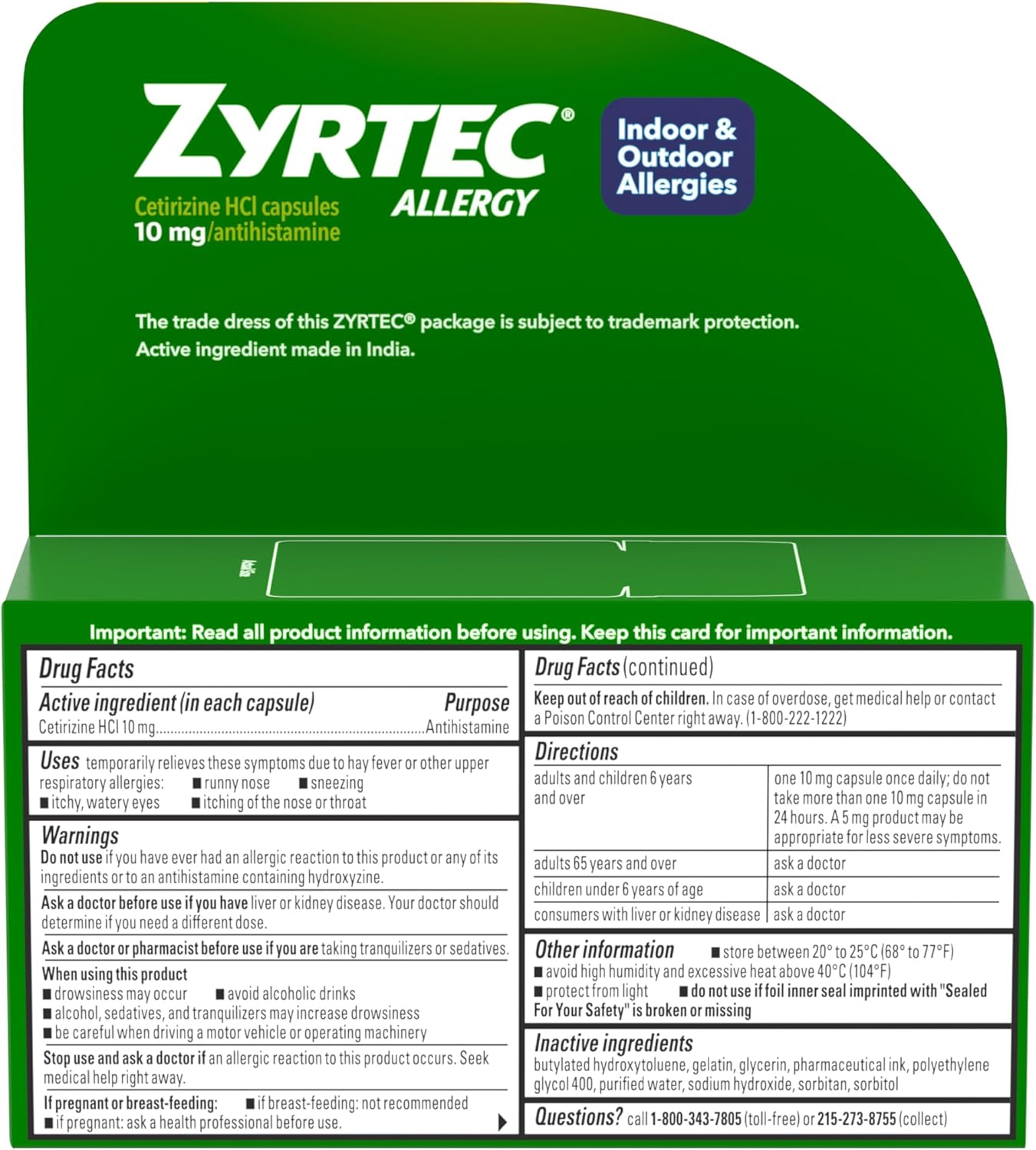 24 Hour Allergy Relief Liquid Gels, Antihistamine Capsules with Cetirizine Hcl Allergy Medicine for All-Day Relief from Runny Nose, Sneezing, Itchy Eyes & More, 40 Count
