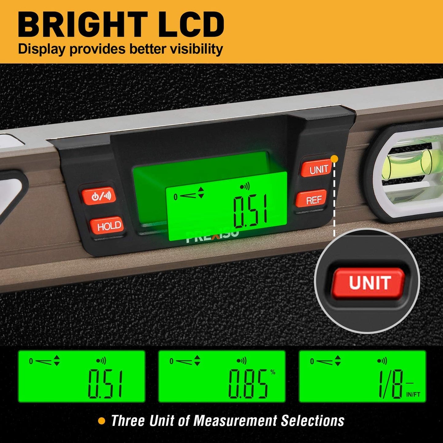 Digital Level, 11.5'', Angle Slope with LCD Display, 360° Electronic Bubble Inclinometer, Vertical & Horizontal Spirit Bubble for Construction Carpenter Craftsman Renovation Home Professional