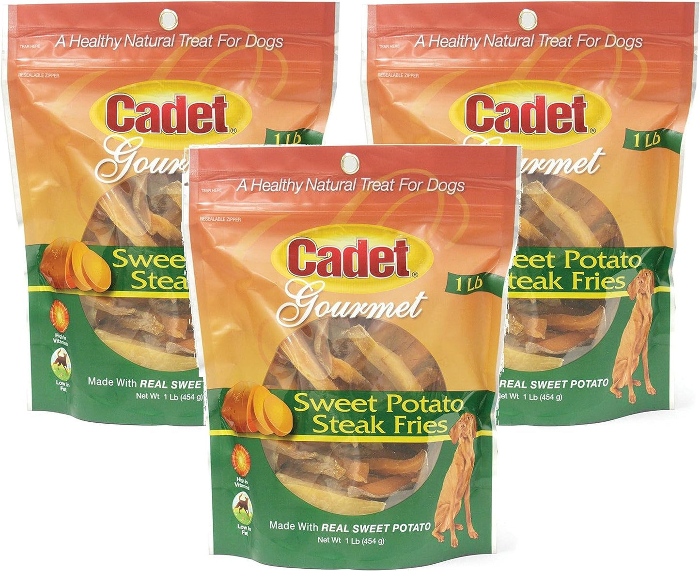 (3 Pack) Sweet Potato Dog Treat Steak Fries; 1 Lb.