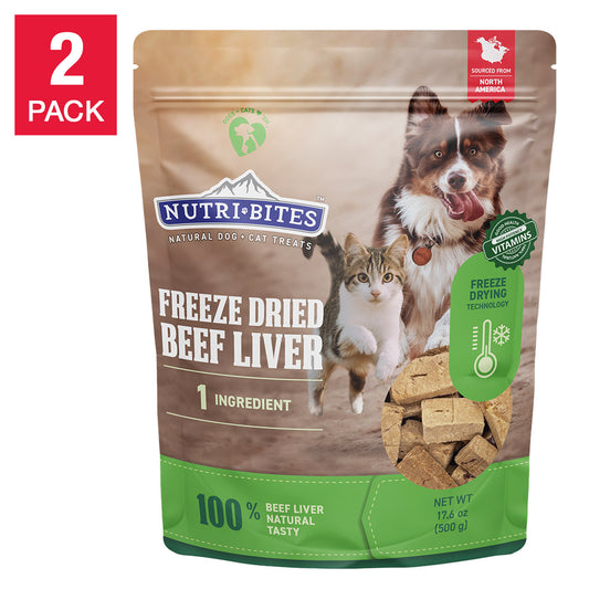 Canature Nutribites Freeze Dried Beef Liver Dog and Cat Treat 17.6Oz, 2-Pack