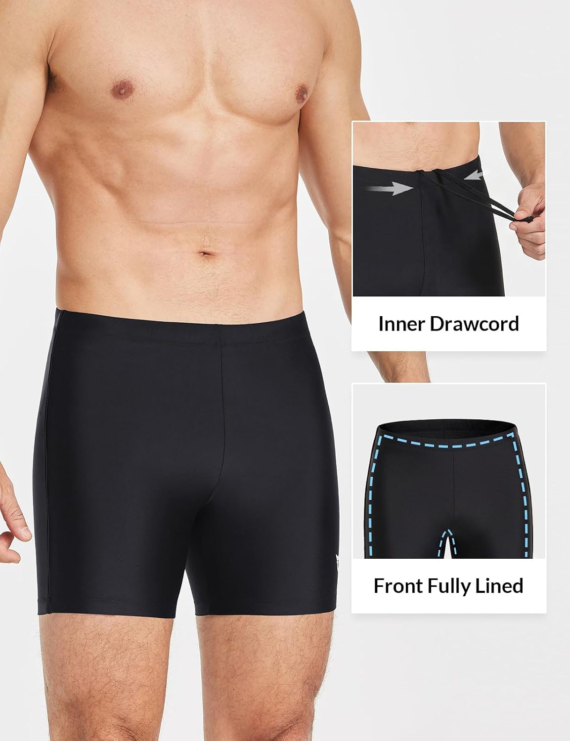 Men'S Swim Jammers Athletic Swimwear Quick Dry Compression Brief Swimsuit UPF 50+ Endurance Racing Training