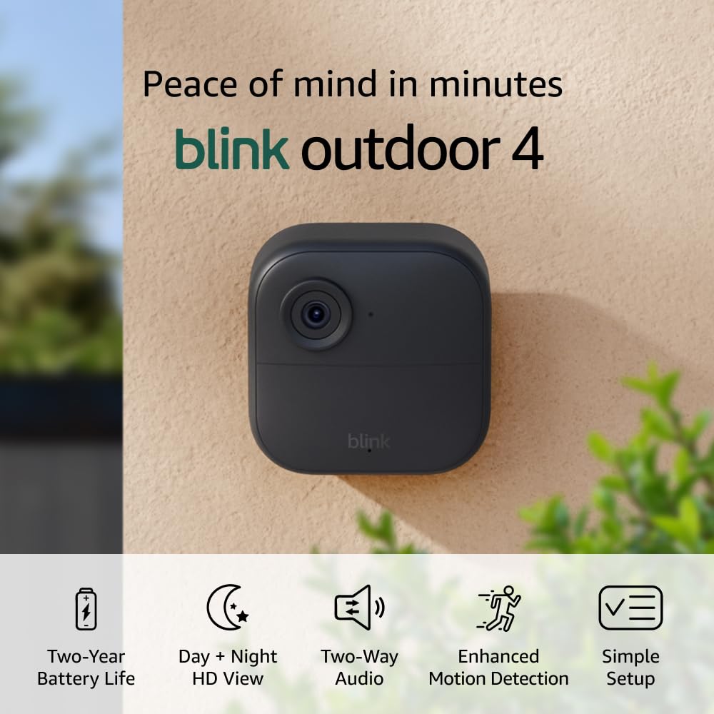 Outdoor 4 (Newest Model), Wire-Free HD Smart Security Camera, Two-Year Battery Life, Enhanced Motion Detection, Works with Alexa – Add-On Camera (Sync Module Required)