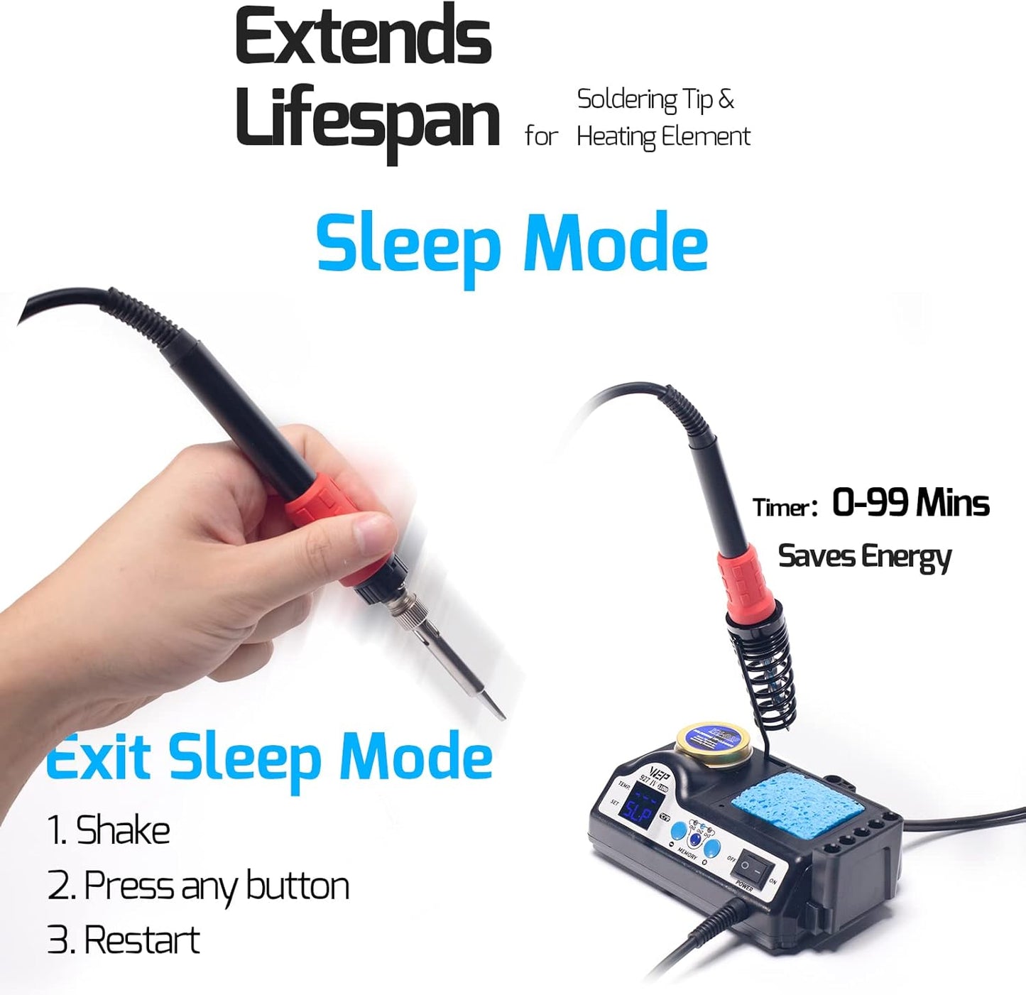 927-IV Soldering Station Kit High-Power 110W with 3 Preset Channels, Sleep Mode, LED Magnifier, 5 Extra Iron Tips, Tip Cleaner, 2 Helping Hands, Tip Storage Slots, Lead-Free Solder Wire, Tweezers