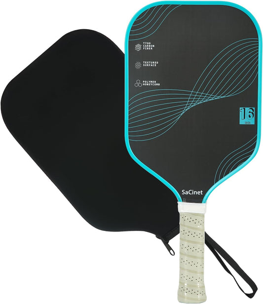 T700 Carbon Fiber Pickleball Paddles, Premium Feather Weight Paddle for Beginner and Intermediate, 16Mm Honeycomb Core, Enhanced Grit, Control and Spin, Indoor Outdoor Pickleball Racket