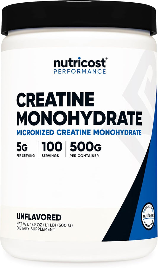 Creatine Monohydrate Micronized Powder 500G, 100 Servings, 17.637 Ounes