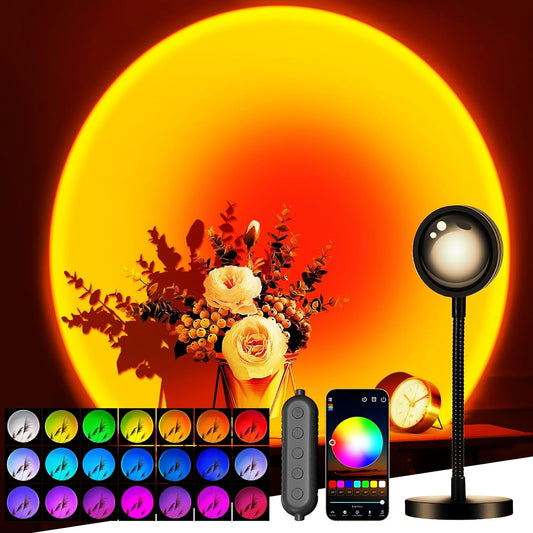 Sunset Lamp Projector with APP & Button Control, 360 Degree Rotation Multiple Colors Changing LED Lamp Night Light, Sunset Light for Bedroom Decor/Party/Christmas Gifts/Tiktok Live/Room Decor