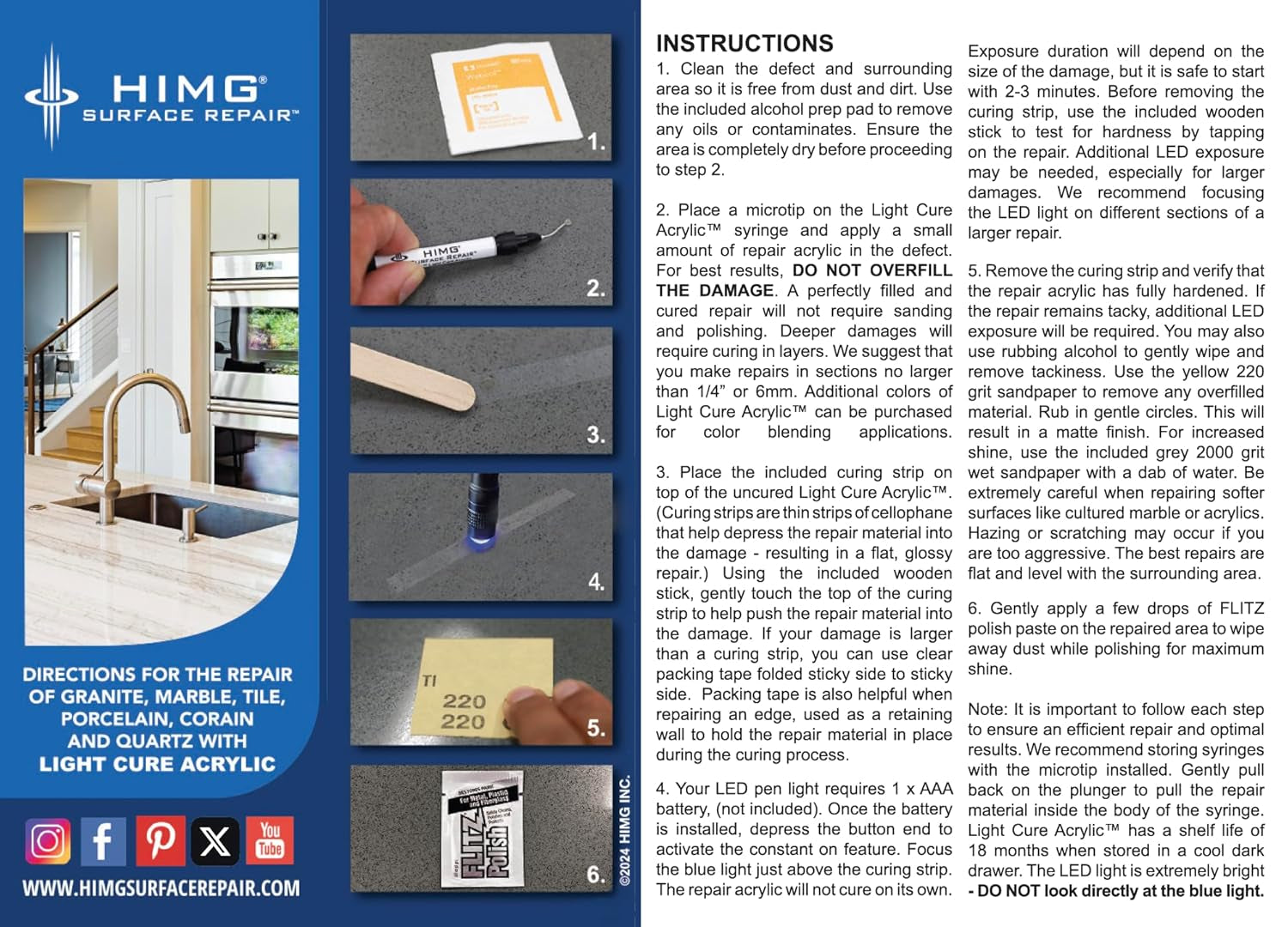 Clear - Quartz Countertop Repair Kit - Granite Repair Kit - Upgraded Chip Repair Kit for Quartz, Granite, Marble, Corian, Porcelain, Acrylic, Edge Chips and More -  Surface Repair