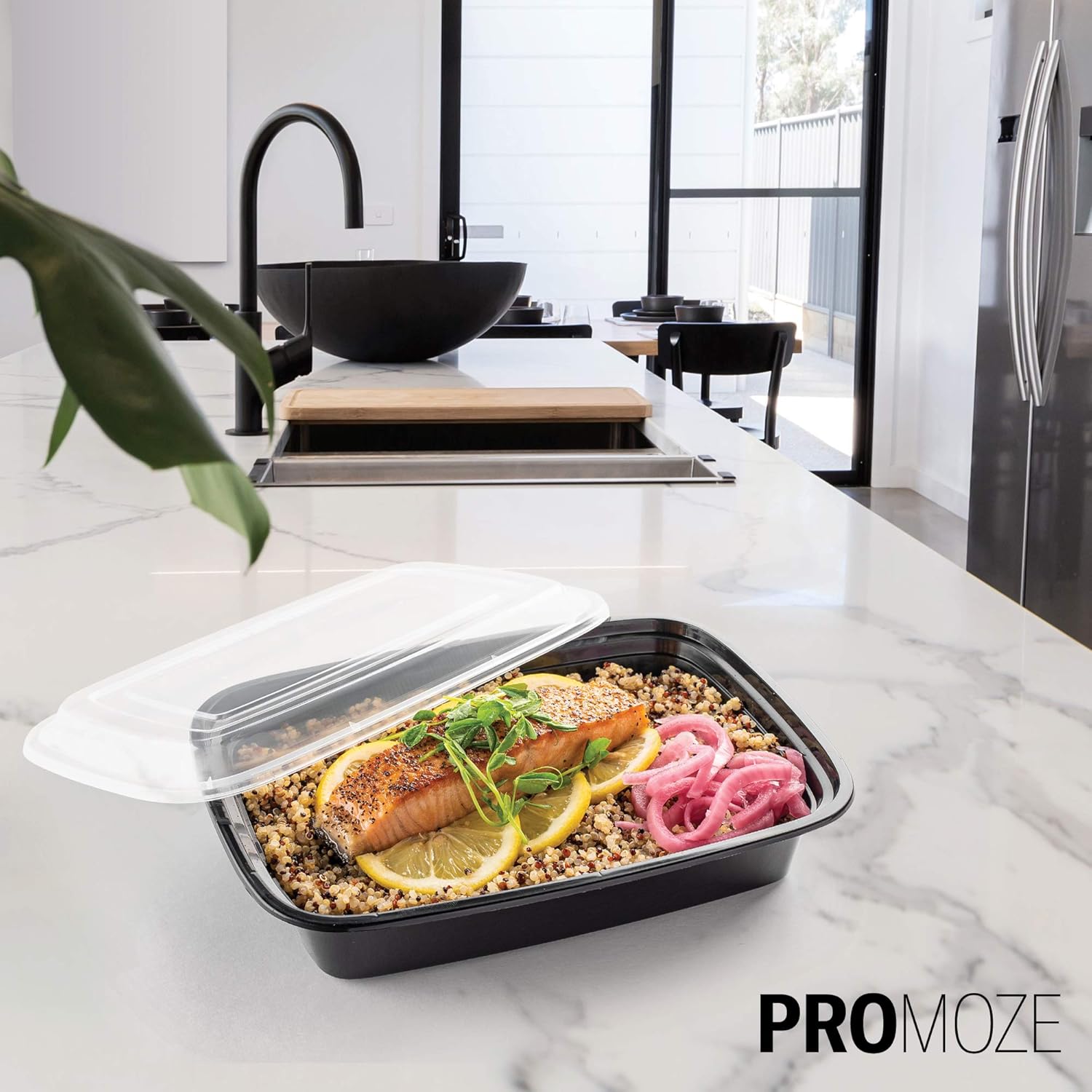 50-Pack Reusable Meal Prep Containers Microwave Safe Food Storage Containers with Lids, 28 Oz - 1 Compartment Take Out Disposable Plastic Bento Lunch Box to Go, BPA Free - Dishwasher & Freezer Safe