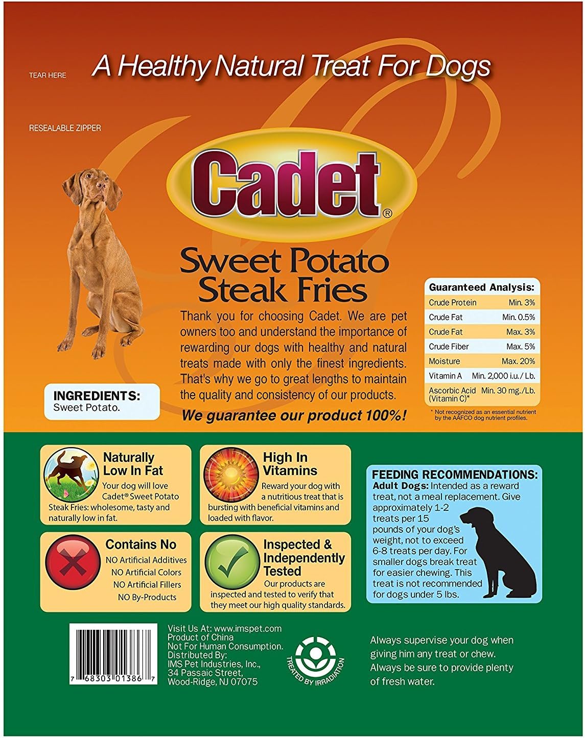 (3 Pack)  Sweet Potato Dog Treat Steak Fries; 1 Lb.