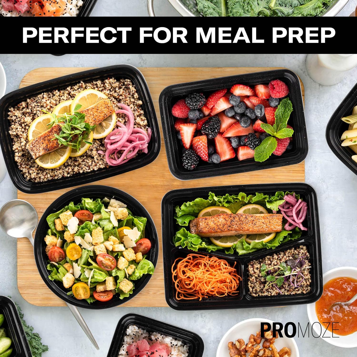 50-Pack Reusable Meal Prep Containers Microwave Safe Food Storage Containers with Lids, 28 Oz - 1 Compartment Take Out Disposable Plastic Bento Lunch Box to Go, BPA Free - Dishwasher & Freezer Safe