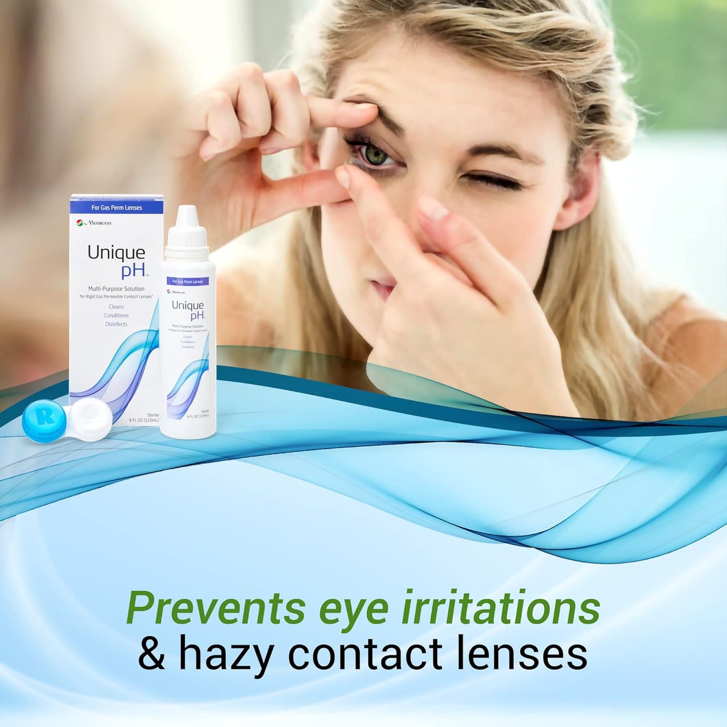 Unique Ph Multi-Purpose Contact Lens Solution with Lens Case (4 Fluid Ounces)