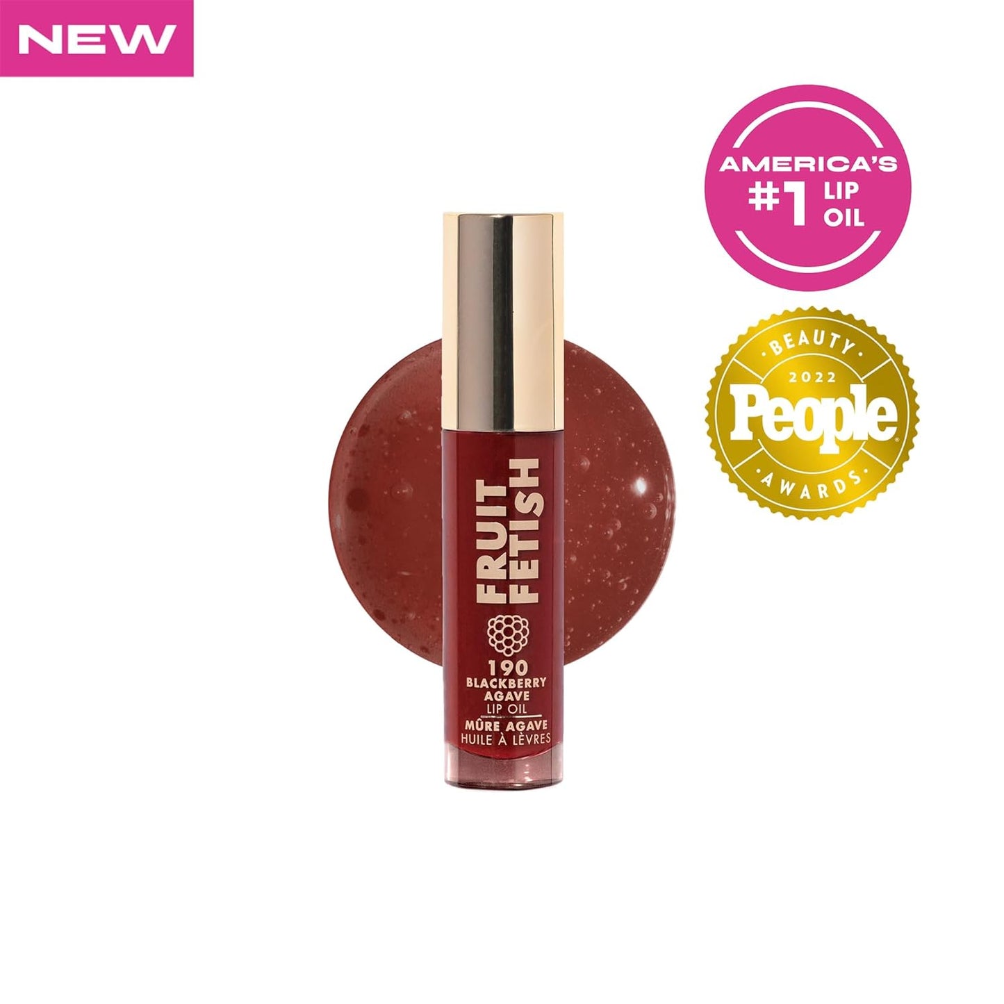 Fruit Fetish Lip Oil with Vitamin E for Instant Hydration, Fruit Extract Infused Lip Treatment and Moisturizing Lip Gloss - Blackberry Agave