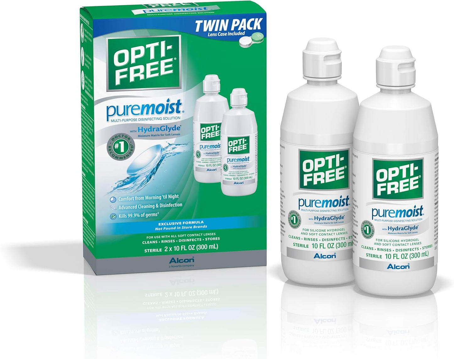 Puremoist Multi-Purpose Disinfecting Solution with Lens Case, 20 Fl Oz (Pack of 2)