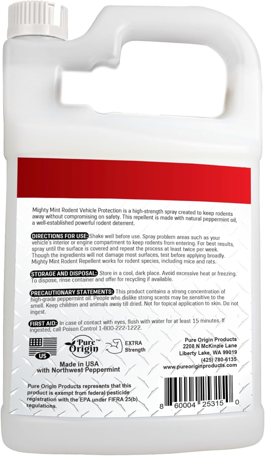 Gallon (128 Oz) Rodent Repellent Spray for Vehicle Engines and Interiors - Cars, Trucks, Rvs, & Boats