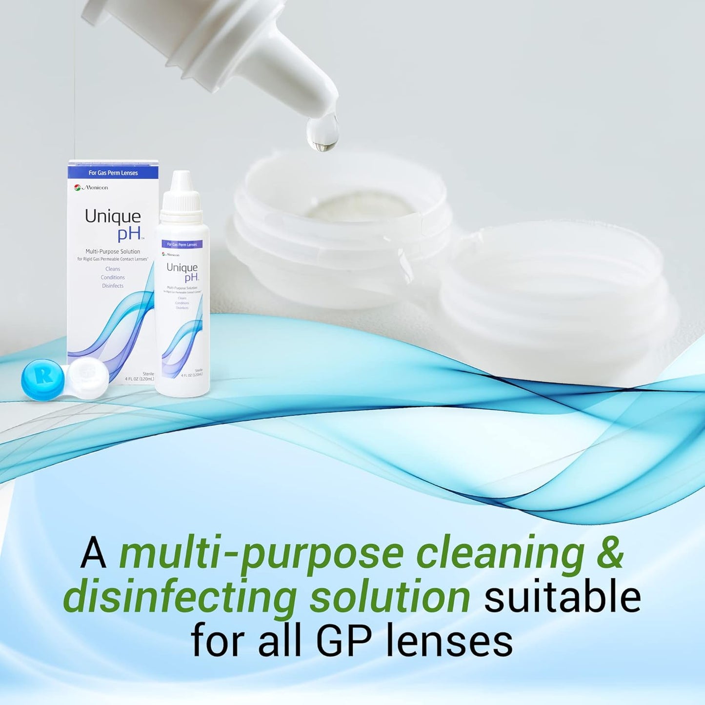 Unique Ph Multi-Purpose Contact Lens Solution with Lens Case (4 Fluid Ounces)