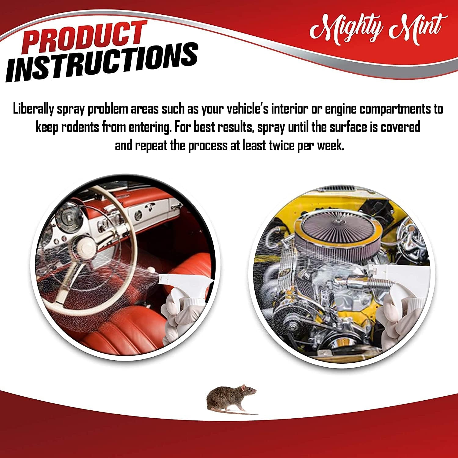 Gallon (128 Oz) Rodent Repellent Spray for Vehicle Engines and Interiors - Cars, Trucks, Rvs, & Boats